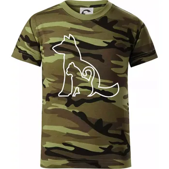 Kočkopes - Dětské maskáčové triko - 134 cm/8 let ( Zelený maskáč )