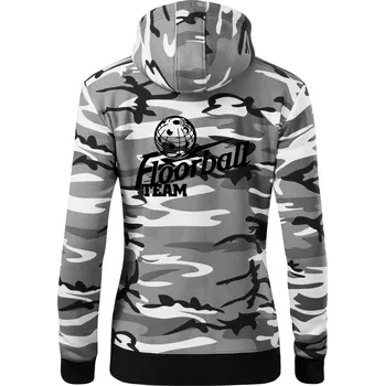 Dámská mikina Florbal team - Dámská mikina trendy zipper s kapucí - M ( Šedý maskáč )