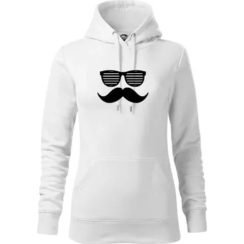 Dámská mikina Mustache brýle - Mikina dámská Cape s kapucí - XL ( Bílá )