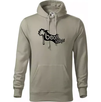 Pánská mikina Beach volleyball obrys - Mikina pánská Cape s kapucí - M ( Light khaki )