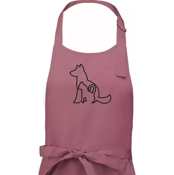 Kuchyňská zástěra Kočkopes - Dámská zástěra na vaření - Univerzální velikost ( Starorůžová )