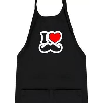 Kuchyňská zástěra i love mustache - obrys - Dětská zástěra na vaření - Univerzální velikost ( Černá )