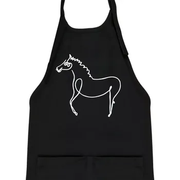 Kuchyňská zástěra Kůň kreslený - Dětská zástěra na vaření - Univerzální velikost ( Černá )