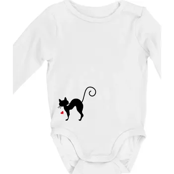 Kojenecké oblečení Zamilovaná kočka prohnutá - Body kojenecké s dlouhým rukávem - Dlouhý r. do 3 měs ( Bílá )
