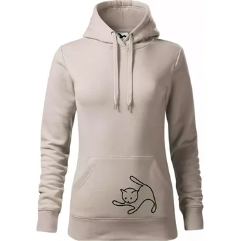 Dámská mikina Kočka si hraje - Mikina dámská Cape s kapucí - XL ( Ledově šedá )