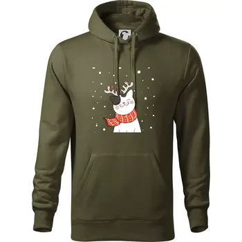 Pánská mikina Kočka se sobími rohy - Mikina pánská Cape s kapucí - 5XL ( Military )