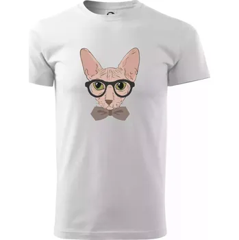Pánské tričko Hipster sphynx - Triko extra velké (5-8XL) - 7XL ( Bílá )