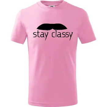 Stay Classy - mustache - Tričko dětské bavlněné - 158 cm/12 let ( Růžová )