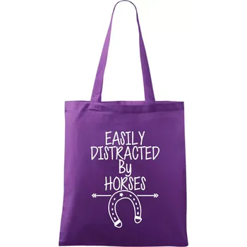 Easily Distracted by Horse - Taška bavlněná - 42 x 38 cm ( Fialová )