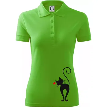 Zamilovaná kočka zezadu - Polokošile dámská Pique Polo - M ( Apple Green )