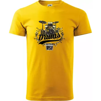 Pánské tričko Drums - kreslené bubny - Triko extra velké (5-8XL) - 7XL ( Žlutá )