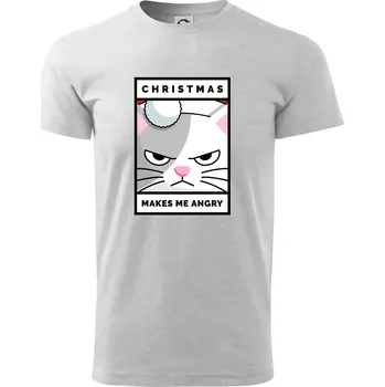 Pánské tričko Christmas makes me angry - Triko extra velké (5-8XL) - 6XL ( Světlešedý Melír )