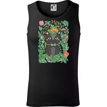 Pánské termoprádlo Kočka s květy malovaná - Tílko pánské Core - L ( Černá )