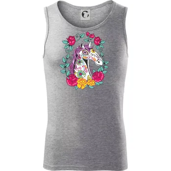 Kůň barevný s květinami - Tílko pánské Core - L ( Tmavě šedý melír )