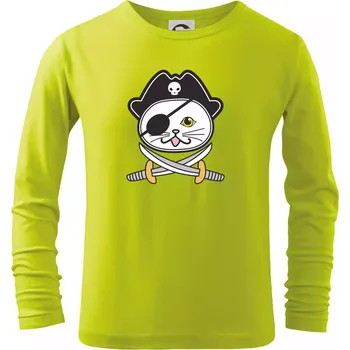 Dětská móda Kočičí pirát - Triko dětské Long Sleeve - 158 cm/12 let ( Limetková )