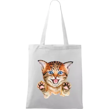 Kočka baf - Taška bavlněná - 42 x 38 cm ( Bílá )