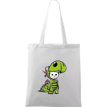 Nákupní taška Kočkosaurus Rex - Taška bavlněná - 42 x 38 cm ( Bílá )