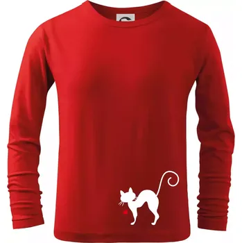 Chlapecké tričko Zamilovaná kočka prohnutá - Triko dětské Long Sleeve - 146 cm/10 let ( Červená )