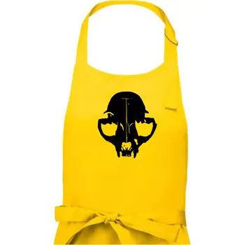 Kuchyňská zástěra Kočka - Cat skull - Pánská zástěra na vaření - Univerzální velikost ( Žlutá )