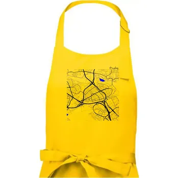 Kuchyňská zástěra Praha - 14100 mapa s vodními toky - Pánská zástěra na vaření - Univerzální velikost ( Žlutá )