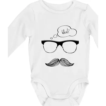 Mustache what? - Body kojenecké s dlouhým rukávem - Dlouhý r. 3-6 měs ( Bílá )