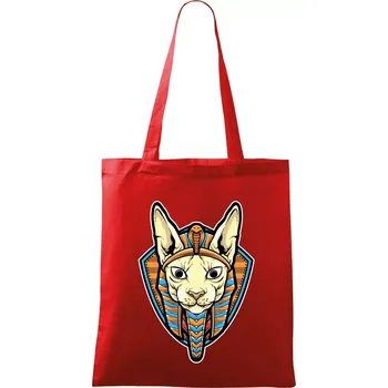 Nákupní taška Egyptská kočka - Taška bavlněná - 42 x 38 cm ( Červená )