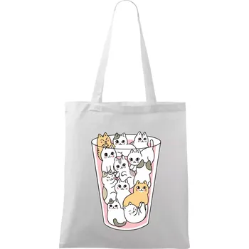 Kočky ve sklenici - Taška bavlněná - 42 x 38 cm ( Bílá )