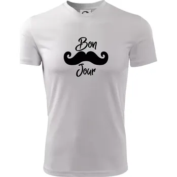 Pánské tričko Mustache Bon Jour - Pánské triko Fantasy sportovní (dresovina) - 3XL ( Bílá )