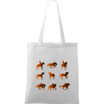 Nákupní taška Koně v kostce - Taška bavlněná - 42 x 38 cm ( Bílá )