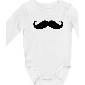 Mustache - knírek - Body kojenecké s dlouhým rukávem - Dlouhý r. do 3 měs ( Bílá )