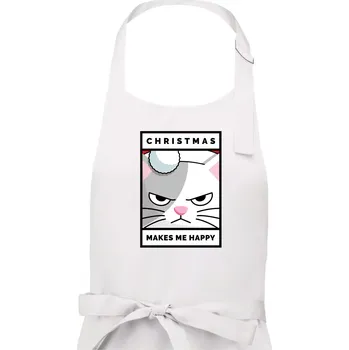 Kuchyňská zástěra Christmas makes me happy - Pánská zástěra na vaření - Univerzální velikost ( Bílá )