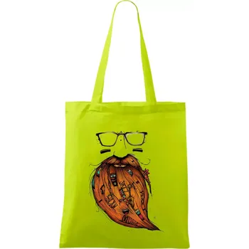 Mustache music - Taška bavlněná - 42 x 38 cm ( Limetková )