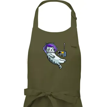 Kuchyňská zástěra Kočka na měsíci - Dámská zástěra na vaření - Univerzální velikost ( Khaki )
