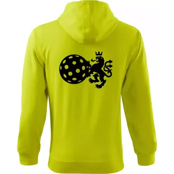 Pánská mikina Český lev florbal - Mikina s kapucí na zip trendy zipper - 2XL ( Limetková )