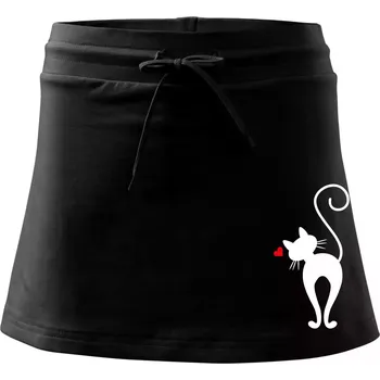 Dámská sukně Zamilovaná kočka zezadu - Sportovní sukně - two in one - L ( Černá )