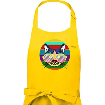 Kuchyňská zástěra Kočka při barevném západu - Pánská zástěra na vaření - Univerzální velikost ( Žlutá )