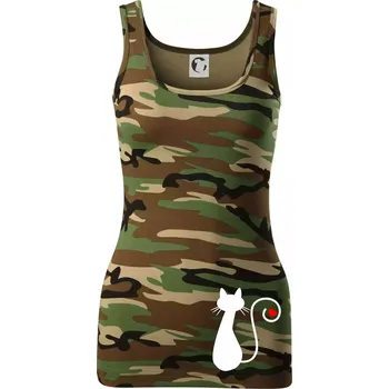 Dámské tričko Zamilovaná kočka ocásek - Dámské Maskáčové tílko - S ( Hnědý maskáč )