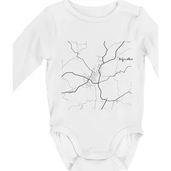 Kojenecký body Černobílá mapa Nýrsko 340 22 - Body kojenecké s dlouhým rukávem - Dlouhý r. do 3 měs ( Bílá )