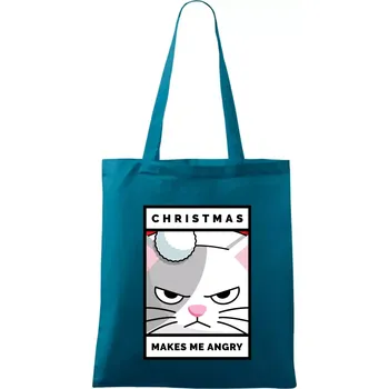 Christmas makes me angry - Taška bavlněná - 42 x 38 cm ( Petrolejová )