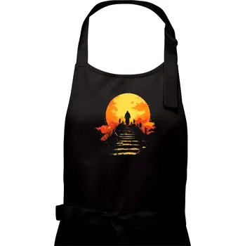 Kuchyňská zástěra Ježíš a západ slunce - Pánská zástěra na vaření - Univerzální velikost ( Černá )