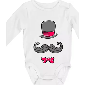 Kitty Mustache - Body kojenecké s dlouhým rukávem - Dlouhý r. do 3 měs ( Bílá )