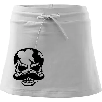 Dámská sukně Mustache lebka - Sportovní sukně - two in one - M ( Bílá )