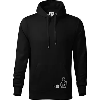 Pánská mikina Kočka klubíčko - Mikina pánská Cape s kapucí - 3XL ( Černá )