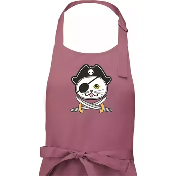Kuchyňská zástěra Kočičí pirát - Pánská zástěra na vaření - Univerzální velikost ( Starorůžová )
