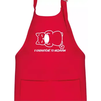 Kuchyňská zástěra V karanténě to nedávám - Dětská zástěra na vaření - Univerzální velikost ( Červená )