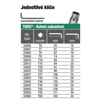 Klíč BONDHUS L-klíč T60 torx 32860.01