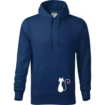 Pánská mikina Zamilovaná kočka ocásek - Mikina pánská Cape s kapucí - 4XL ( Půlnoční modrá )