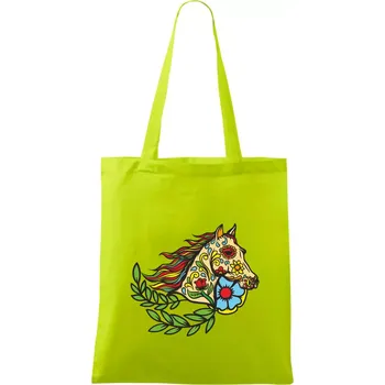 Kůň barevný s listy - Taška bavlněná - 42 x 38 cm ( Limetková )