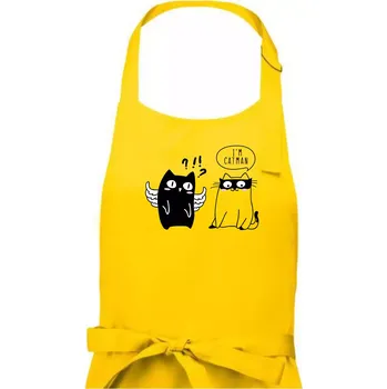 Kuchyňská zástěra Catman - Dámská zástěra na vaření - Univerzální velikost ( Žlutá )
