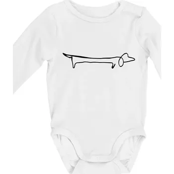 Jezevčík - kreslený - Body kojenecké s dlouhým rukávem - Dlouhý r. 3-6 měs ( Bílá )